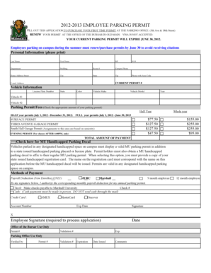 Employee Parking Permit Application