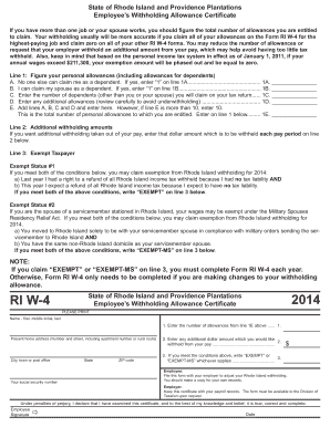 Rhode Island Employee’s Withholding Allowance Certificate