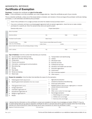 Minnesota Certificate of Exemption
