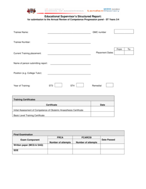 Educational Supervisor’s Structured Report