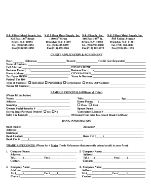 Credit Application & Agreement