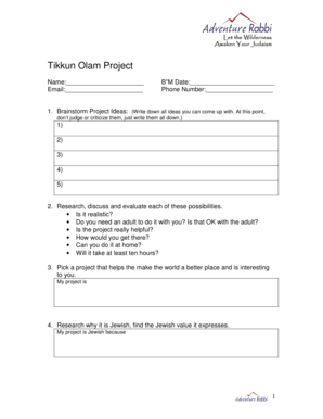 Tikkun Olam Project Form