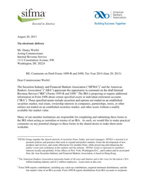 Comments on Draft Forms 1099-R and 5498