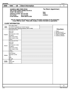 Organizer Blank Forms - Kagen & Meltzer CPAs