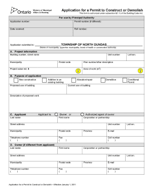 Application for a Permit to Construct or Demolish