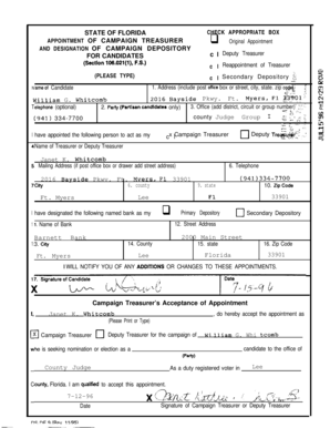 Florida Campaign Treasurer Appointment Form