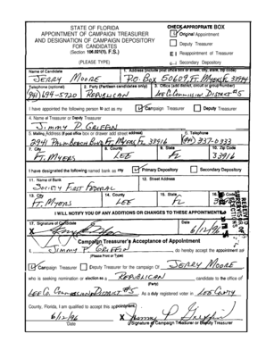 Florida Campaign Treasurer Appointment Form