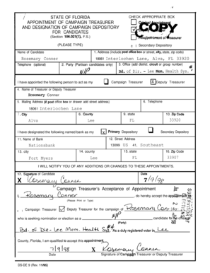 Florida Campaign Treasurer Appointment Form