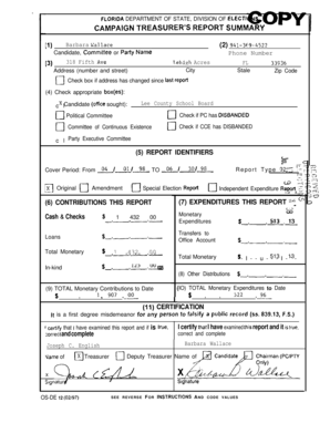 Florida Campaign Treasurer's Report