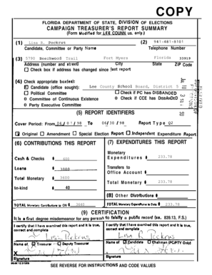 Florida Campaign Treasurer’s Report
