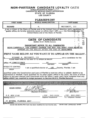 Florida Non-Partisan Candidate Loyalty Oath