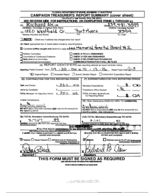 Florida Campaign Treasurer's Report Summary