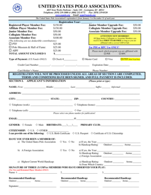 USPA Player Registration Form
