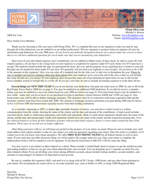 2008 Airline Crew Tax Organizer