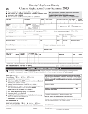 Syracuse University Course Registration Form