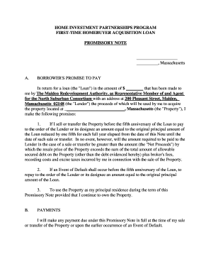 First-Time Homebuyer Acquisition Loan Promissory Note
