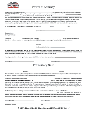 Arizona Power of Attorney for Bail Bond