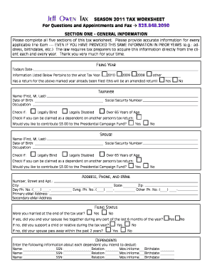 2010 US Federal Tax Worksheet