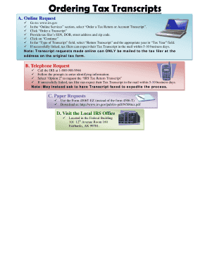 IRS Tax Transcript Request Instructions