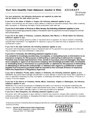 Short Term Disability Claim Statement