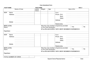 Crew Amendment Form