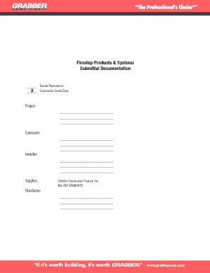 Firestop Products Submittal Documentation