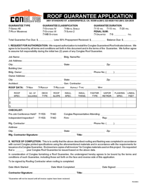 Roof Guarantee Application