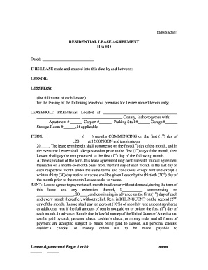 Idaho Residential Lease Agreement