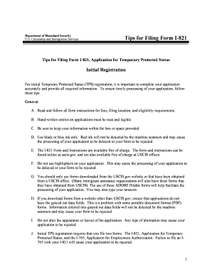 USCIS Form I-821 Application for Temporary Protected Status