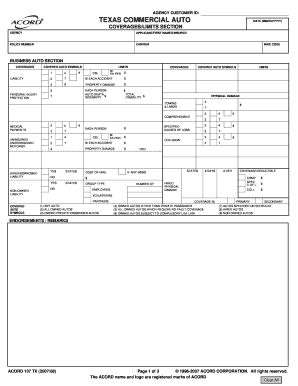 Texas Commercial Auto Insurance Application Form