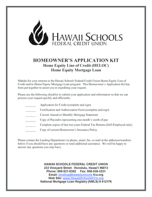 Home Equity Line of Credit Application Kit