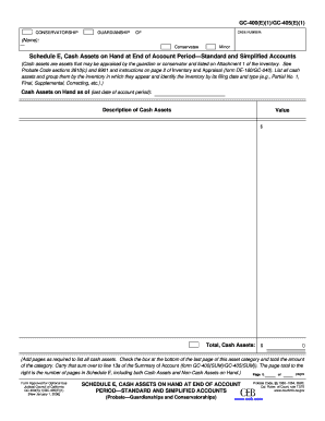 California Conservatorship Cash Assets Form