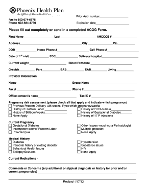 ACOG Prior Authorization Form