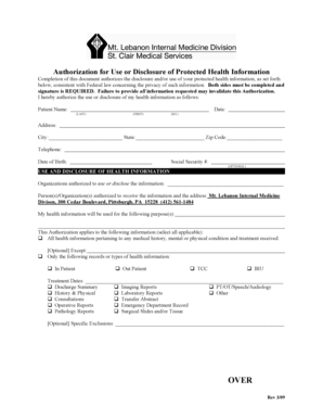 Authorization for Use or Disclosure of Protected Health Information