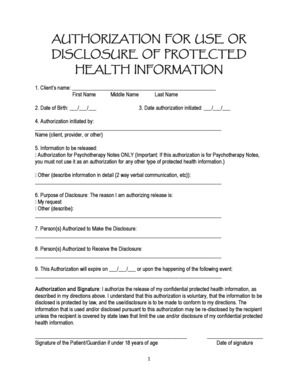 Authorization for Use or Disclosure of Protected Health Information