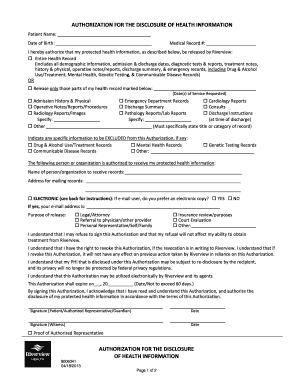 Authorization for Disclosure of Health Information