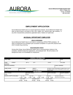 Employee Application Form - aurora behavioral health system - tempe