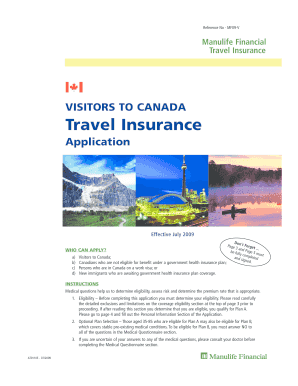 Manulife Visitors to Canada Travel Insurance Application