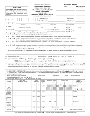Kentucky State Government Employment Application