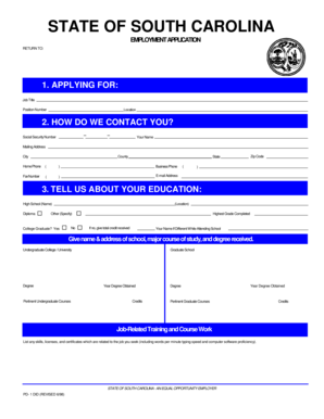 South Carolina Employment Application