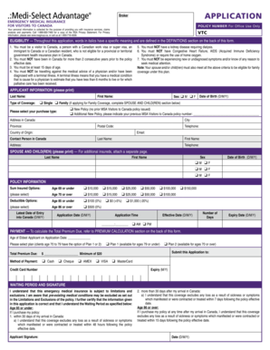 Emergency Medical Insurance Application for Visitors to Canada