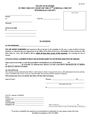 Illinois Circuit Court Summons