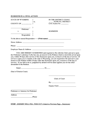 Wyoming Civil Action Summons