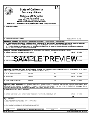 California Statement of Information for Foreign Corporations