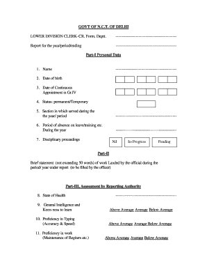 Lower Division Clerk Annual Report Form