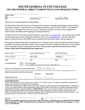 Federal Direct Parent PLUS Loan Request Form