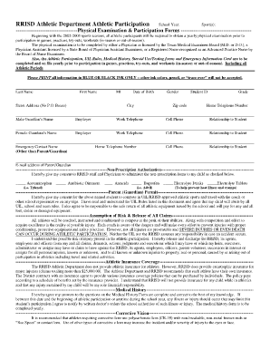 Texas Athletic Participation Physical Examination Form
