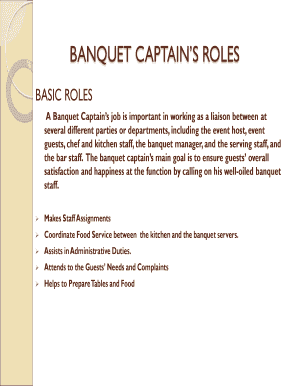 BANQUET CAPTAINS ROLES