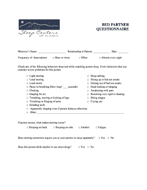 Sleep Study Questionnaire