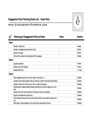 Engagement Party Planning Template Fill Online Printable Fillable Engagement Party Planning Template Fill Online Printable Fillable